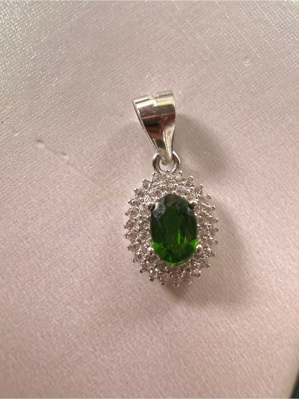 ✨ New ✨ Handmade Sterling Silver, Natural Chrome Diopside & Diamond Pendant